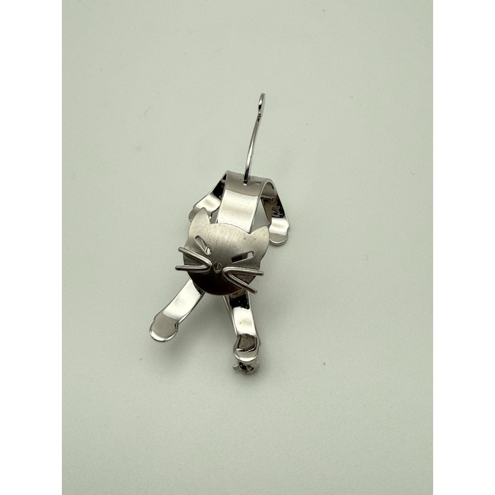 Vintage Sterling Silver Beau Sterling Modernist Style Arched Cat Brooch Pin